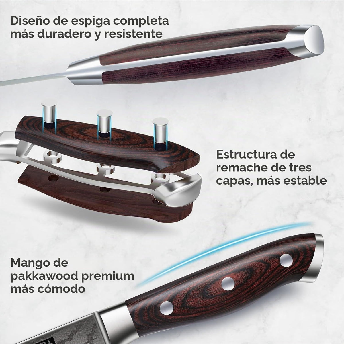 SANMEIHO Juego de cuchillos 16 piezas, cuchillo de cocina japonés c...
