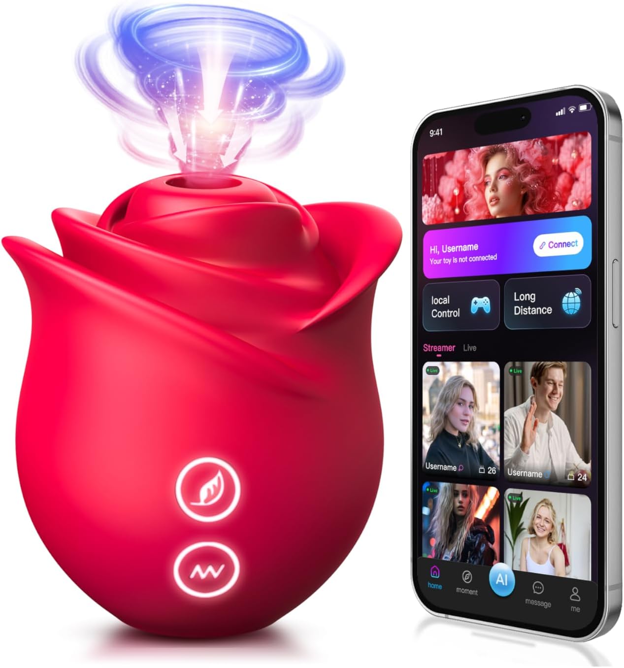 Vibrador de succión de juguete sexual de rosas, juguetes para adult...