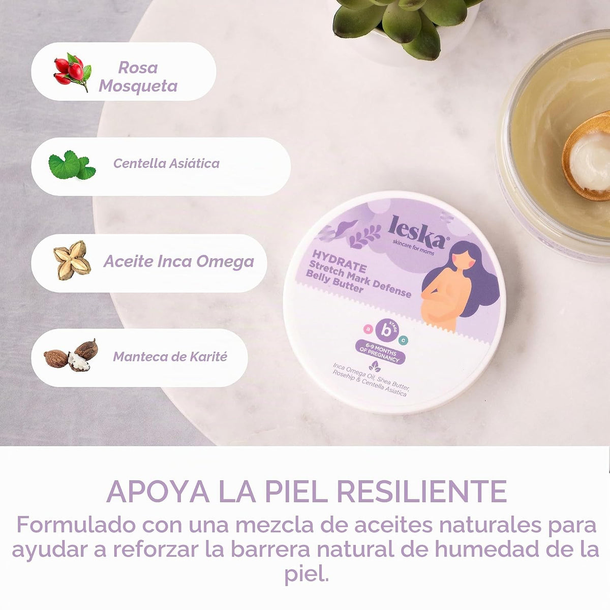 Leska Mantequilla de vientre para estrías de maternidad | Etapa B:...