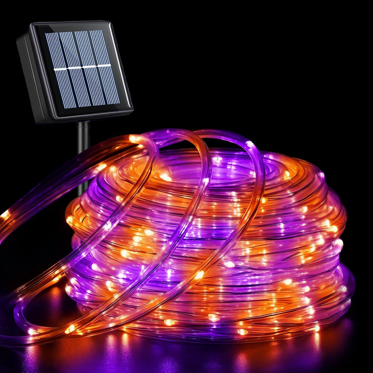 QITONG Luces solares de Halloween naranjas y moradas, 66 pies, 200...