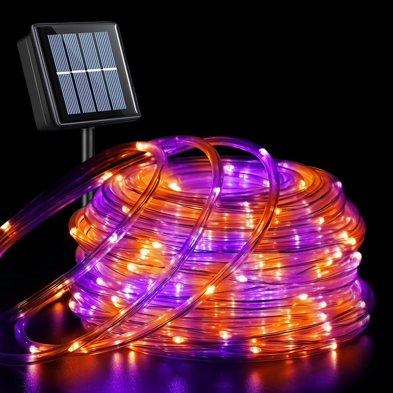 QITONG Luces solares de Halloween naranjas y moradas, 66 pies, 200...