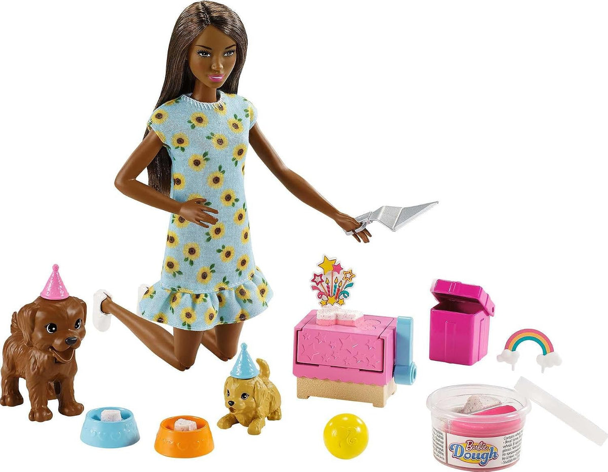 Barbie Set de juego para muñecas (morena de 11.5 pulgadas) y cachor...
