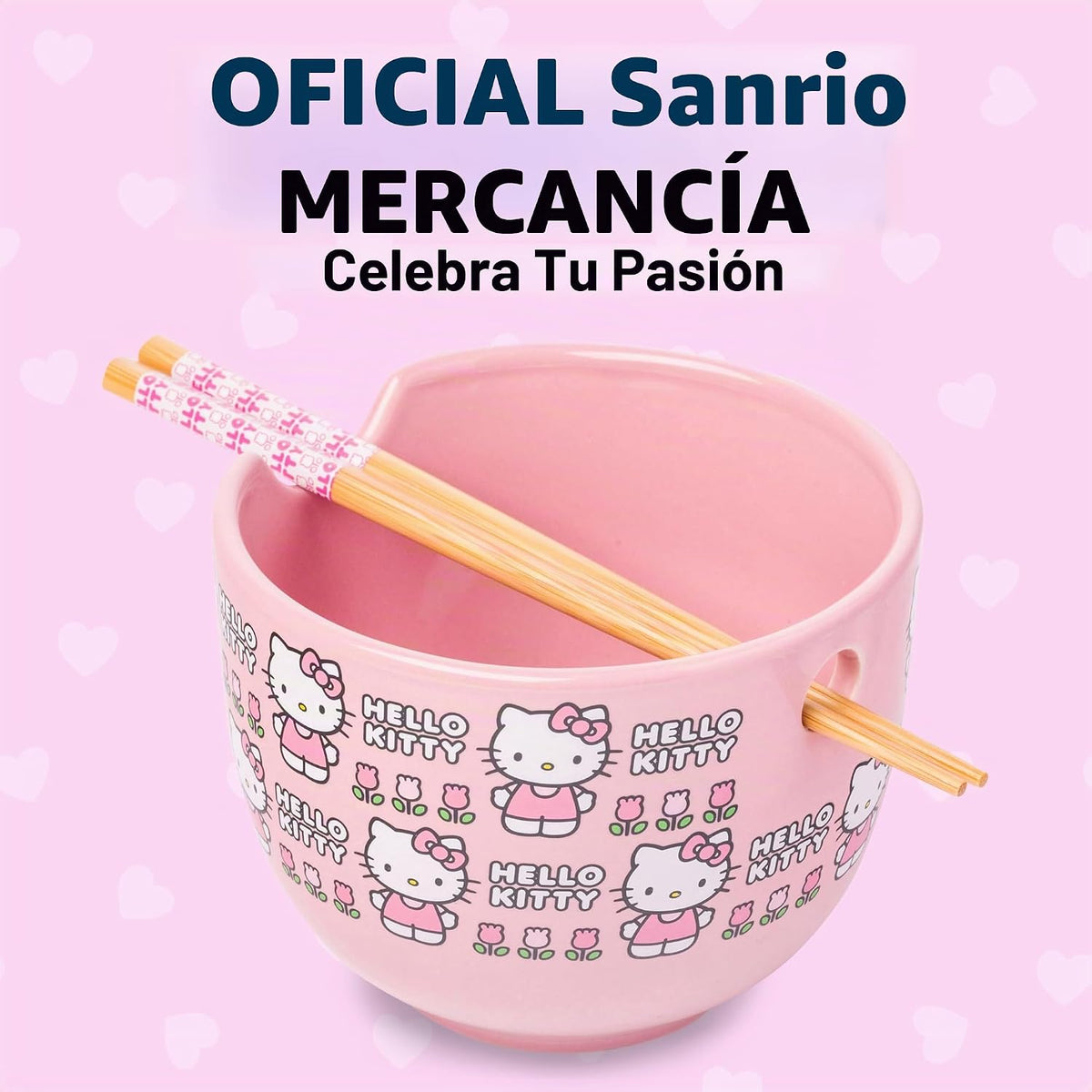 Silver Buffalo Sanrio Hello Kitty Tazón de cerámica para ramen y ar...