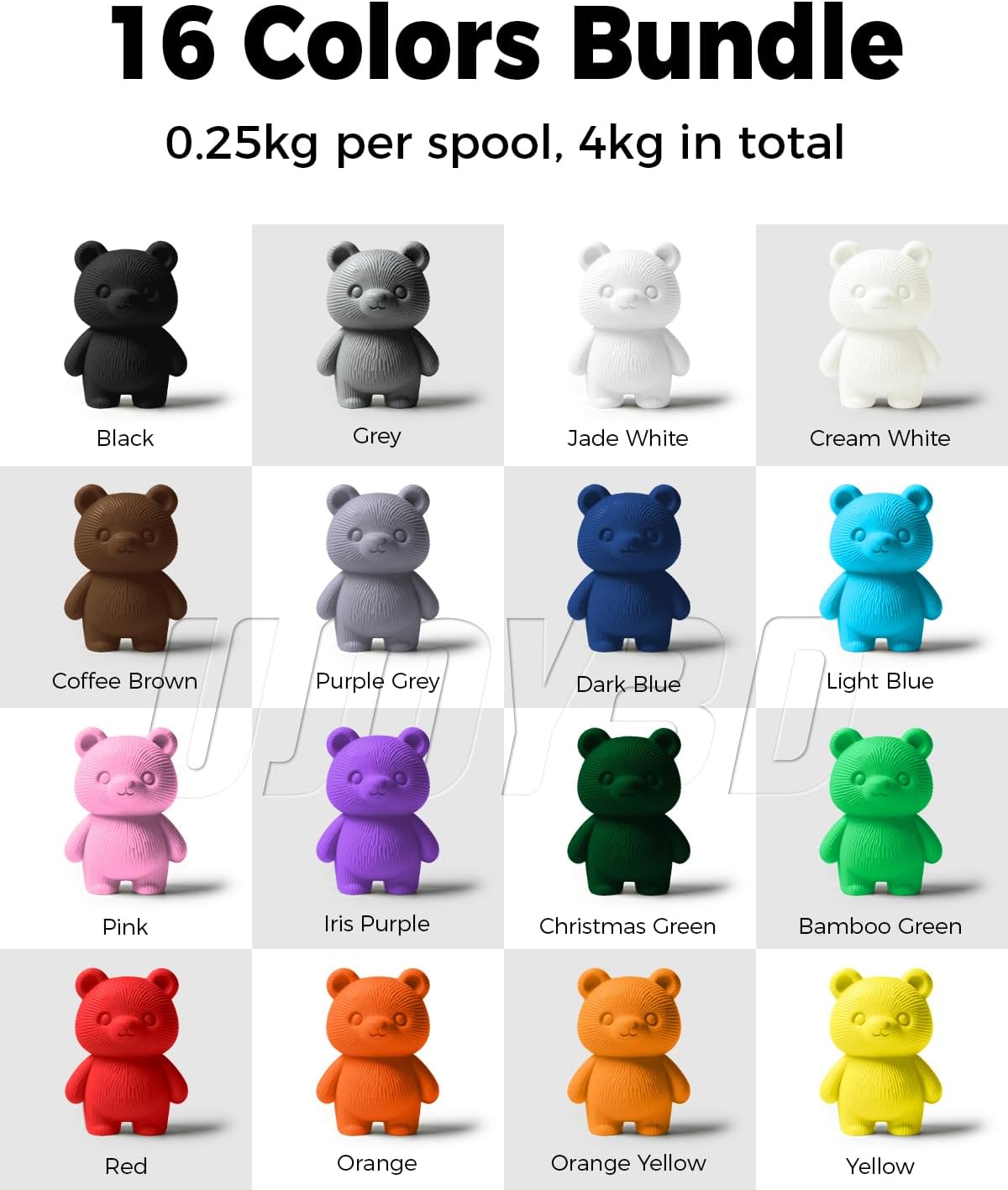 UJOY3D Paquete de 16 filamentos Hyper PLA+ del paquete de colores,...