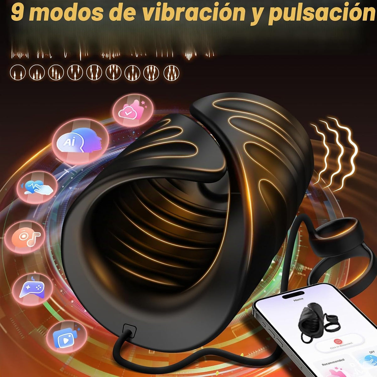 Juguetes sexuales masculinos para hombres Vibrador, 9 vibrador elás...