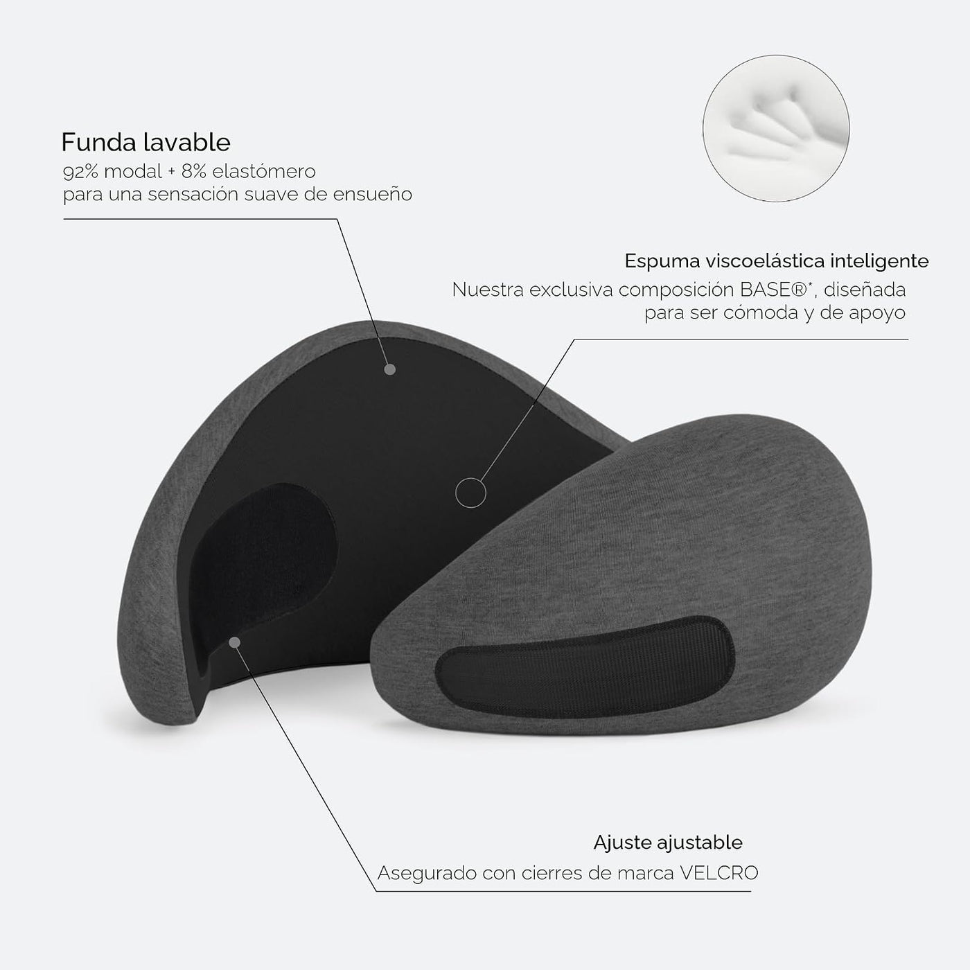 Ostrichpillow GO - Almohada de viaje, soporte de espuma viscoelásti...