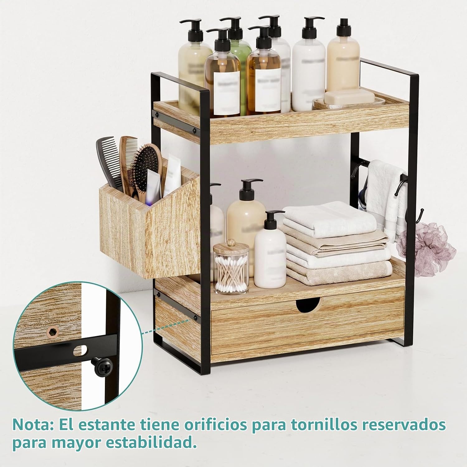 Kottwca Organizador de encimera de baño con cajón, organizador de e...