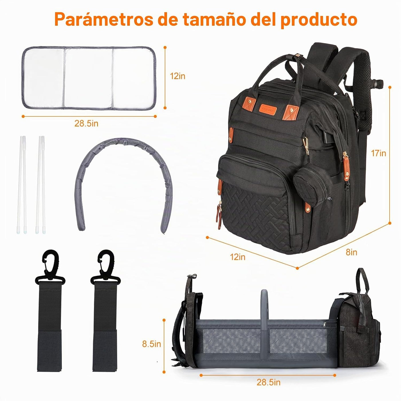 Shengmeister Mochila para pañales, con mochila para cambiador, tela...