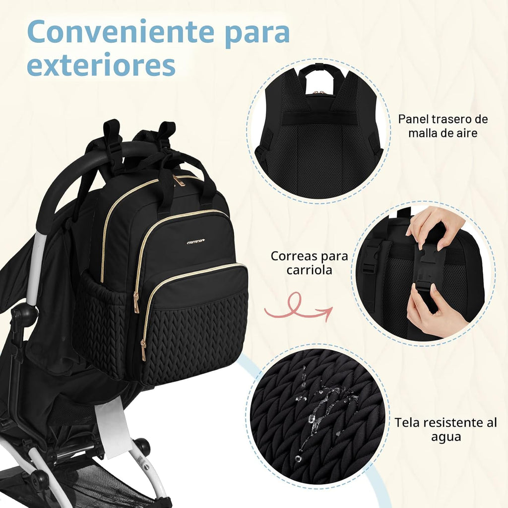 mommore Mochila para pañales, bolsa grande de viaje para artículos...