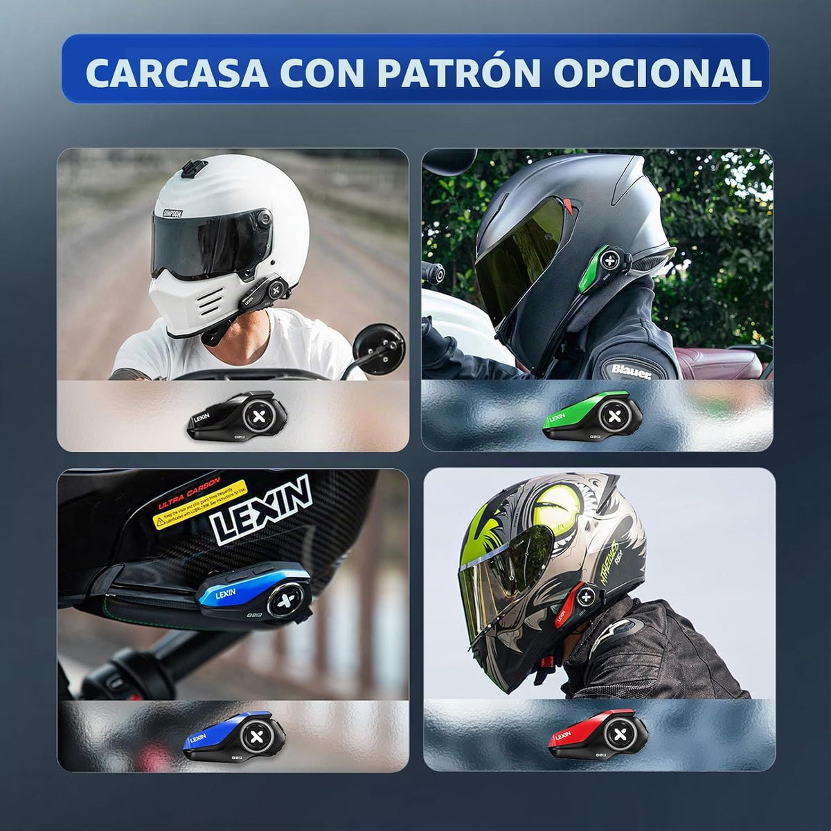 LEXIN G2P Auriculares Bluetooth para Casco de Motocicleta, Sistemas...