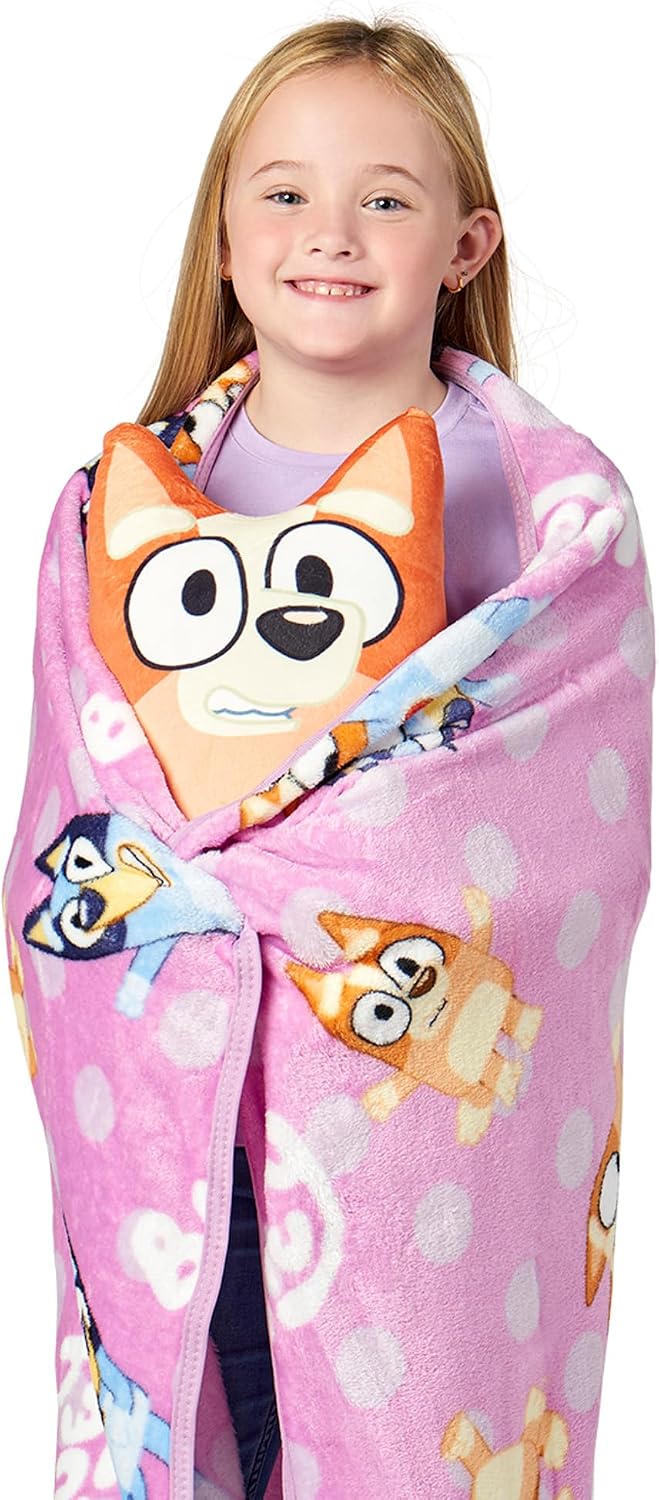 Northwest Bluey Bingo Lilac Dotty Fun Hugger - Juego de almohada y...