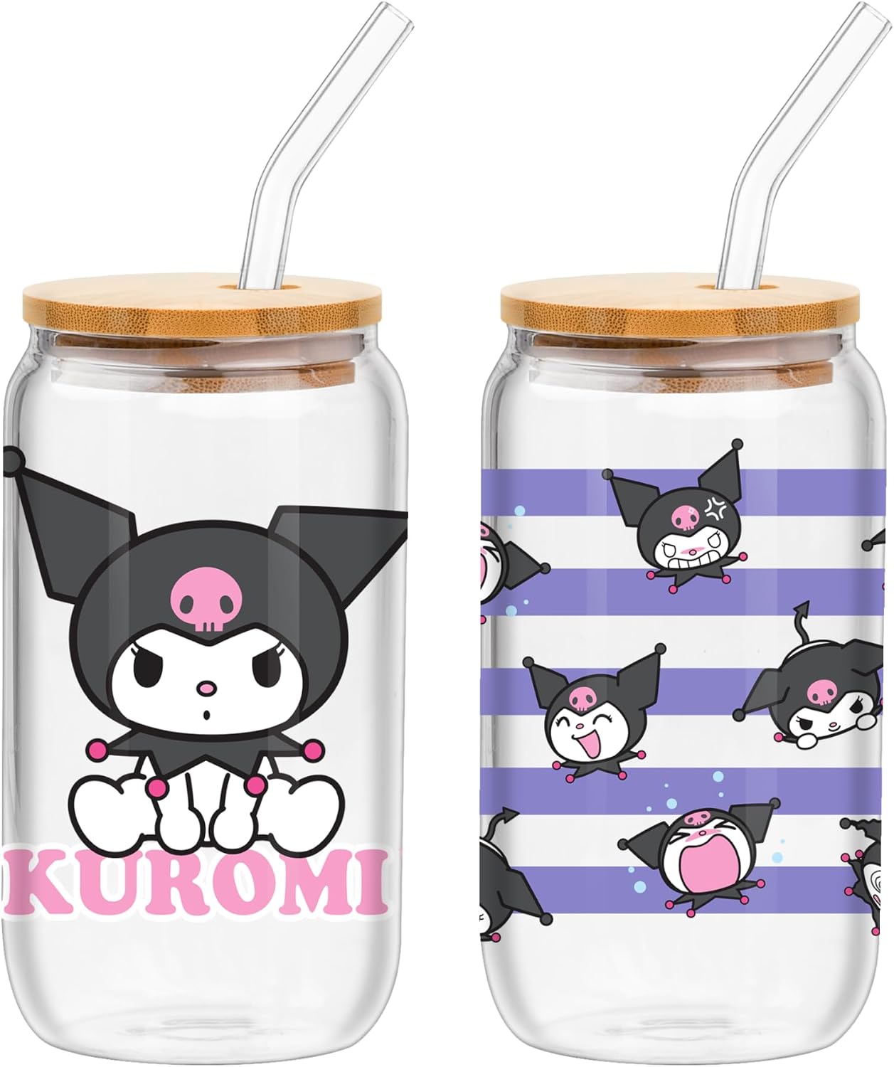 Silver Buffalo Sanrio - Vaso de vidrio de Hello Kitty y Kuromi, con...
