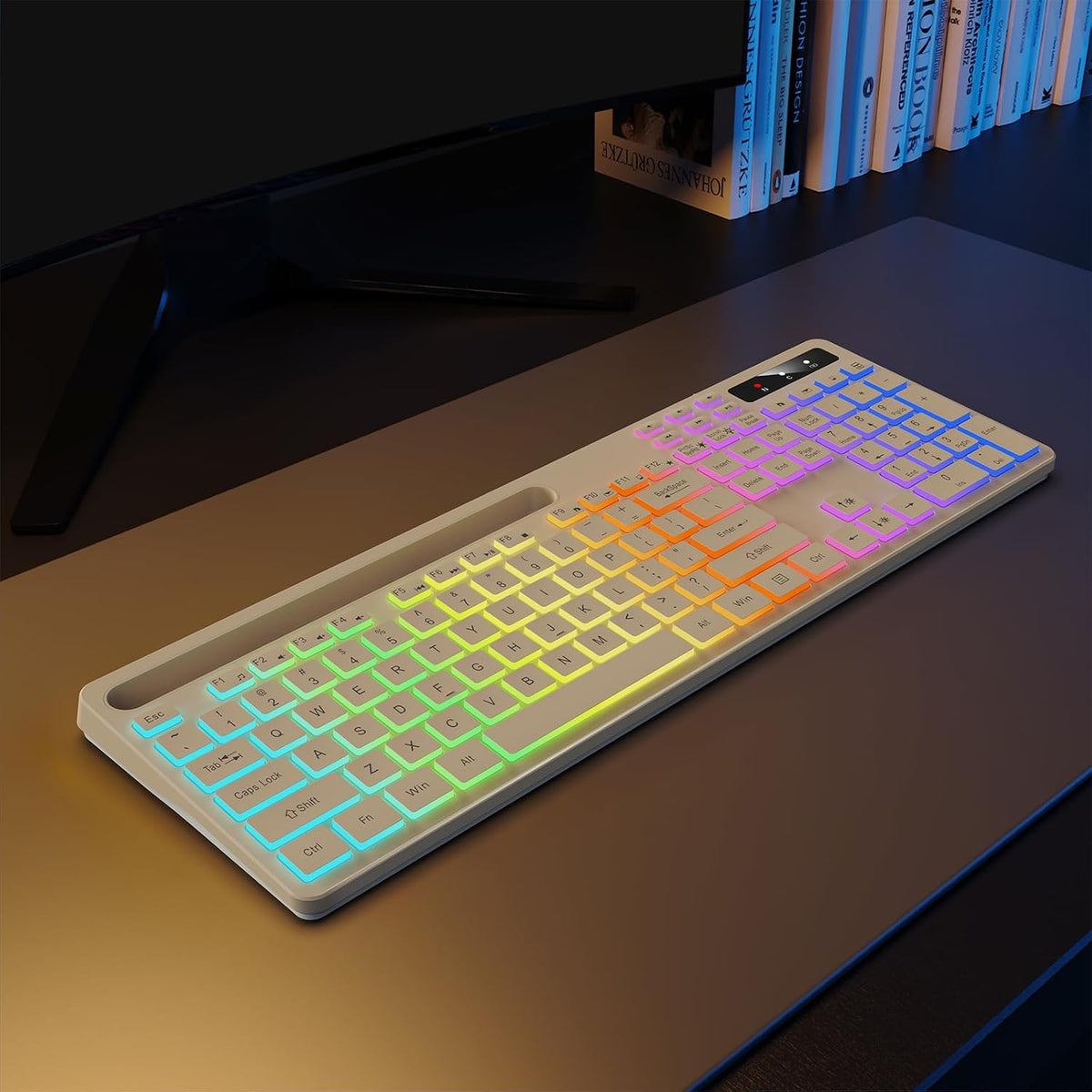 Soueto Teclado inalámbrico con retroiluminación RGB de 7 colores, t...