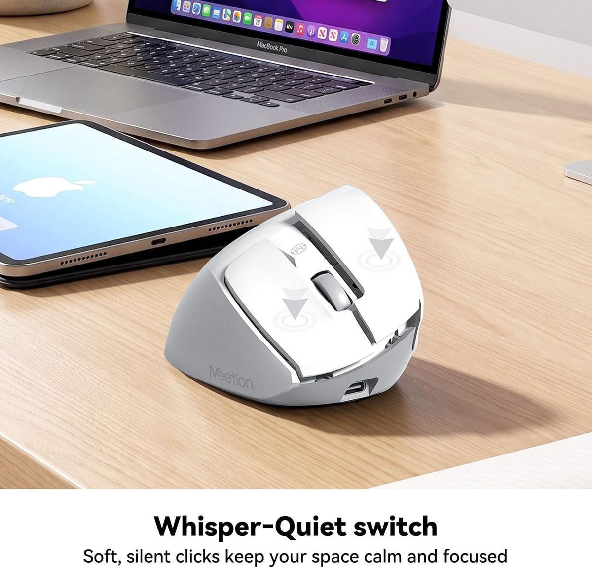 MEETION Ratón inalámbrico ergonómico, 5 botones laterales, modo dua...