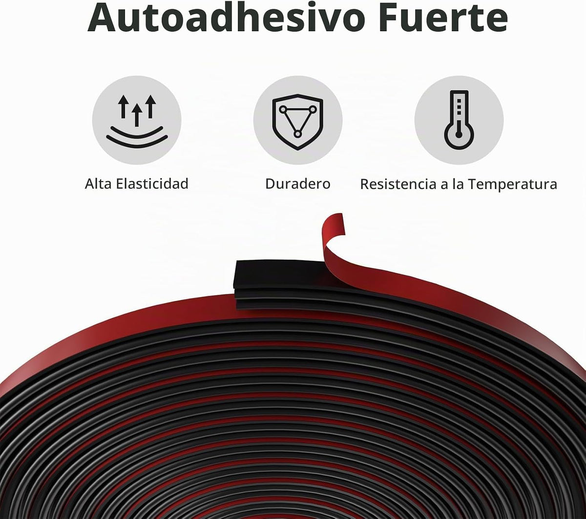 JSIWOTH Tira de sellado de goma autoadhesiva en forma de D de 12 m,...