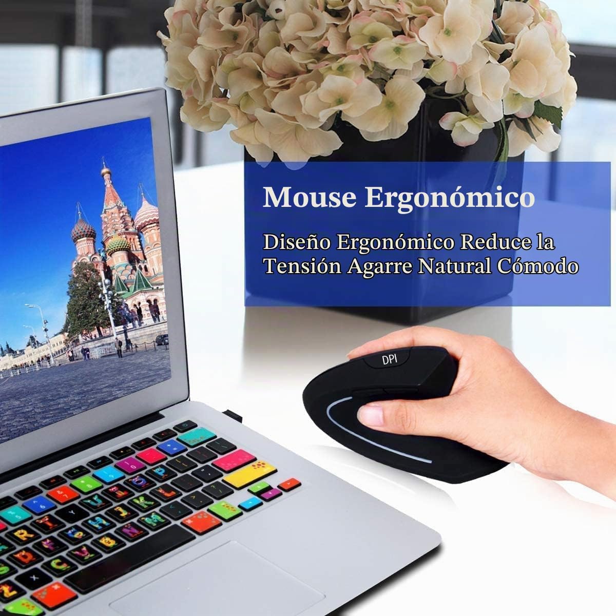 Ratón ergonómico, mouse inalámbrico vertical de alta precisión, mou...