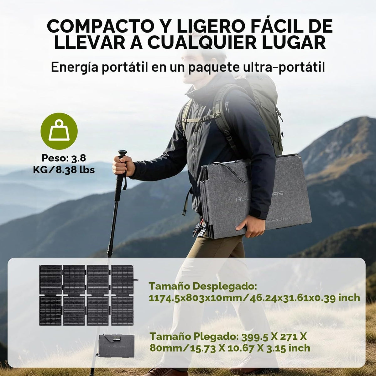 ALLPOWERS Panel solar portátil SE160 160W 18V para centrales eléctr...
