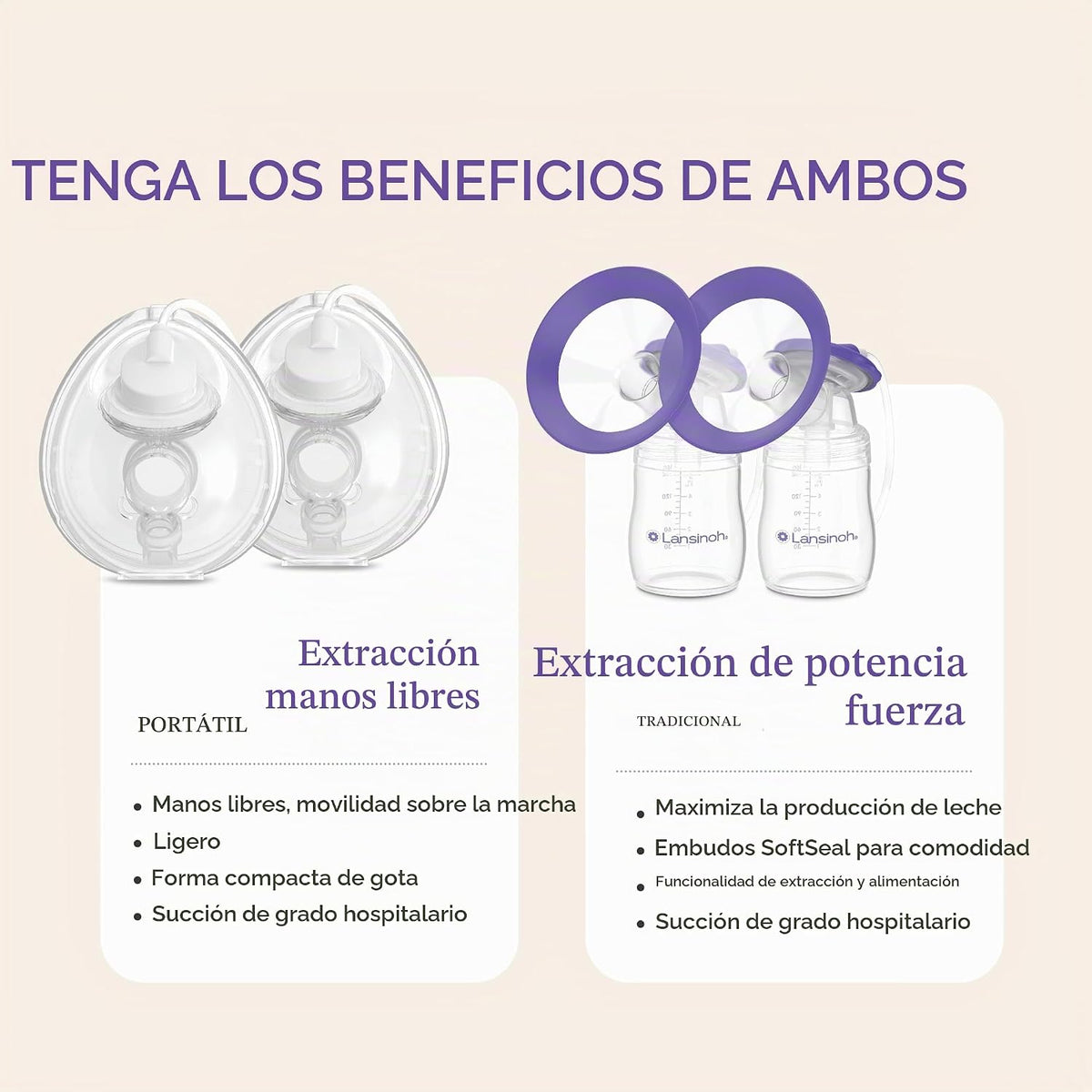 Lansinoh Thrive - Extractor de leche 2 en 1, vasos eléctricos y man...