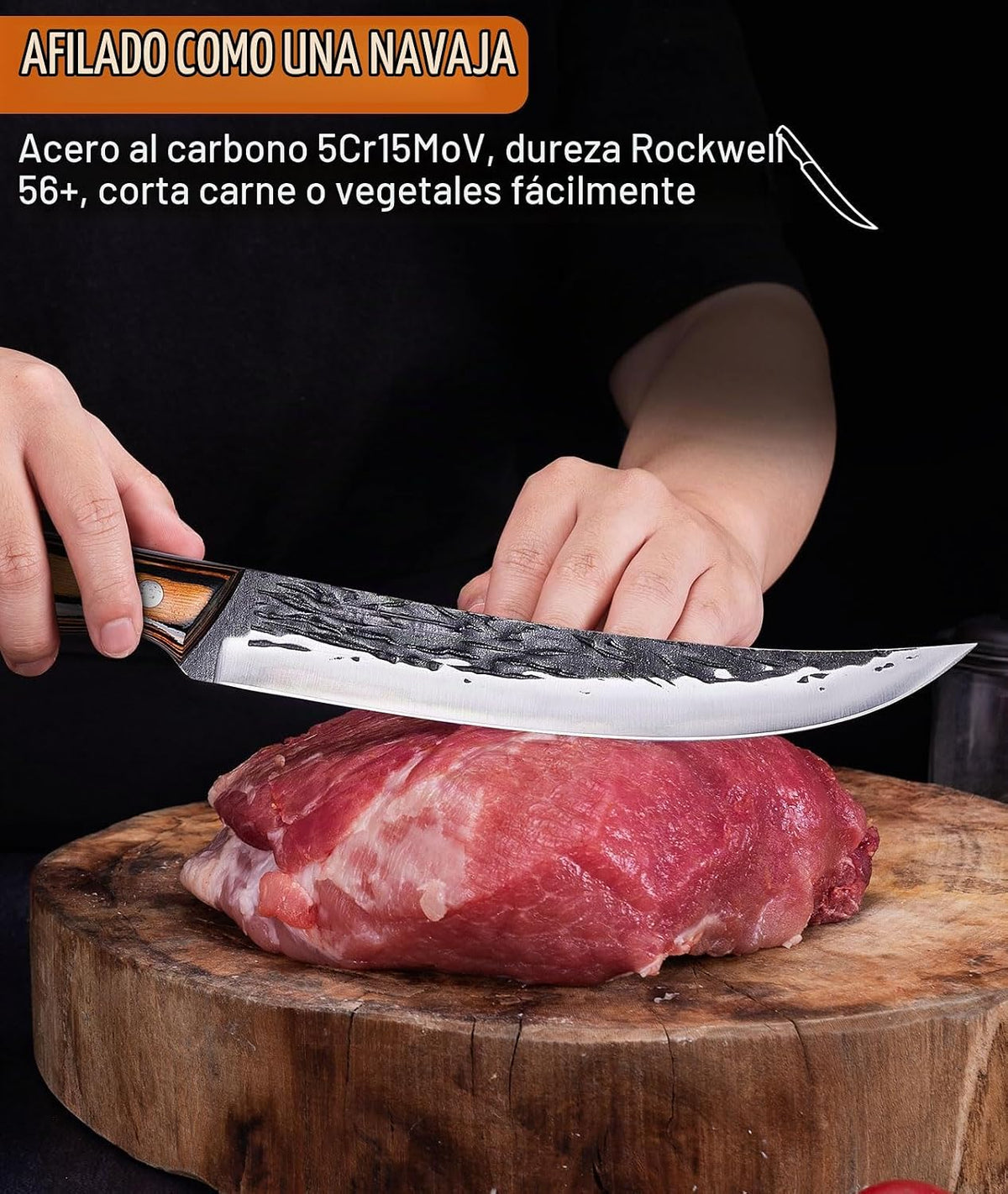 Naitesen 7 piezas de cuchillo de carnicero forjado a mano y cuchill...