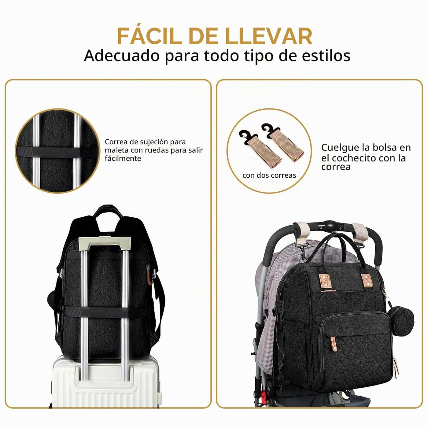GurZinn Mochila de Pañales con Estación de Cambio Portátil 3 en 1 M...