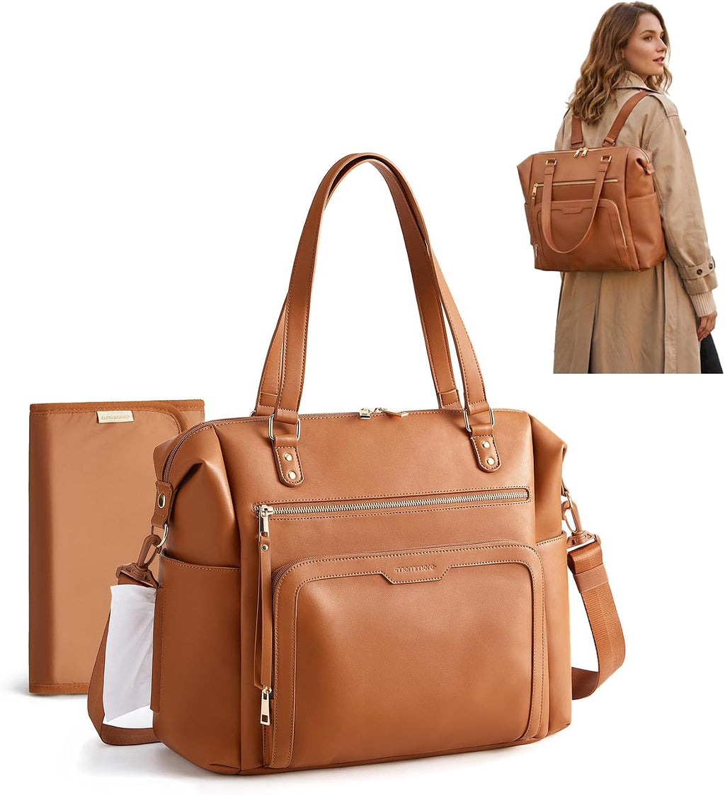 mommore Bolsa de pañales, bolsa de pañales grande con cambiador imp...