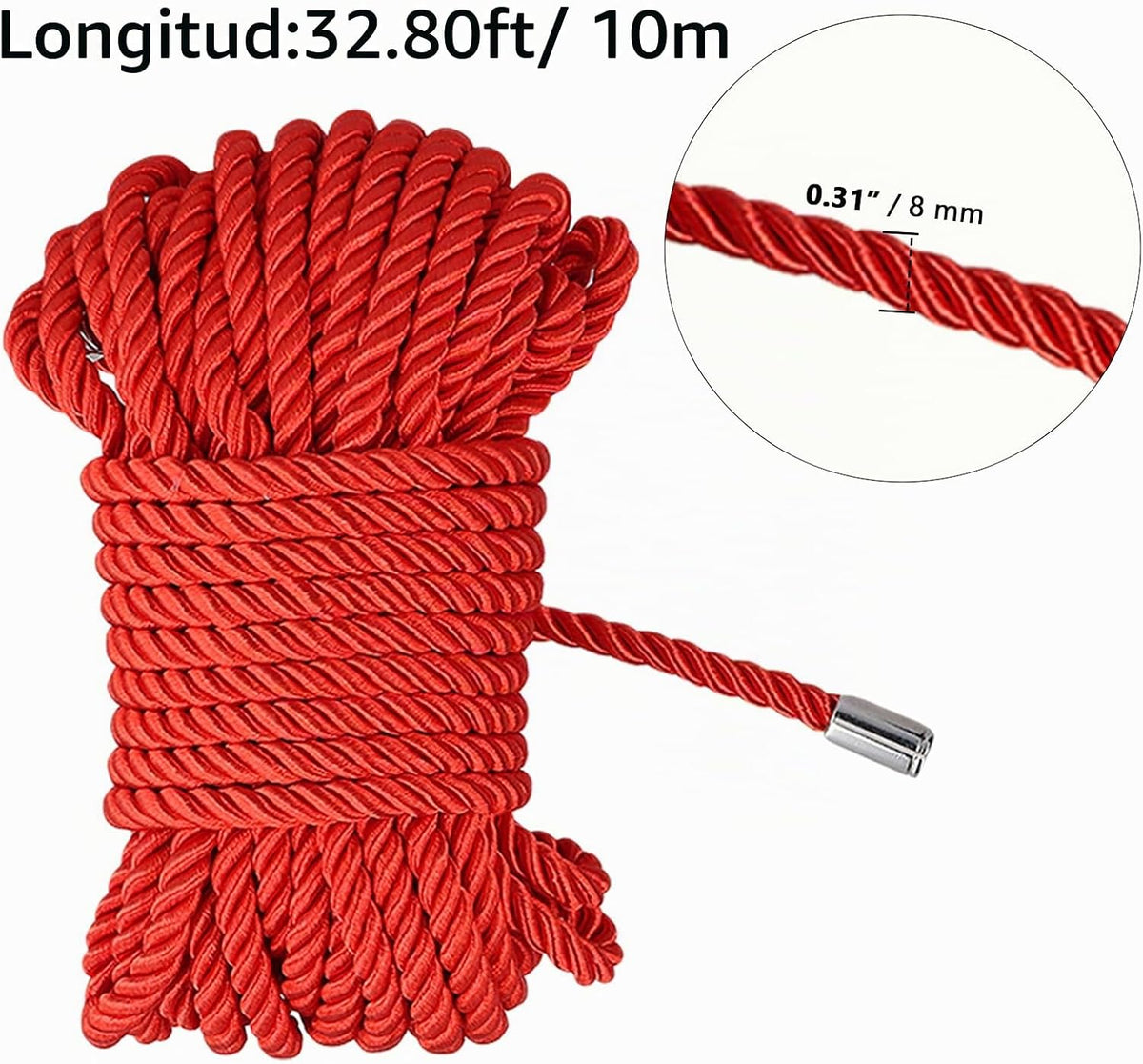 ZOENHOU Paquete de 6 cuerdas de seda suave de 32.8 pies de 0.315 in...