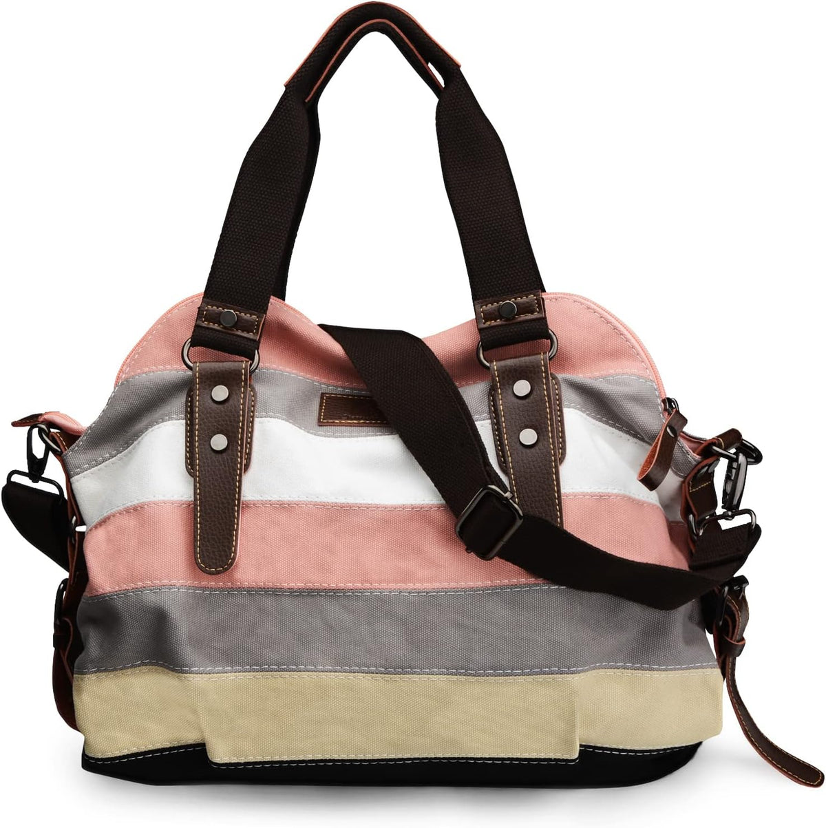 SNUG STAR - Bolsa cruzada de lona multicolor a rayas con diseño ent...