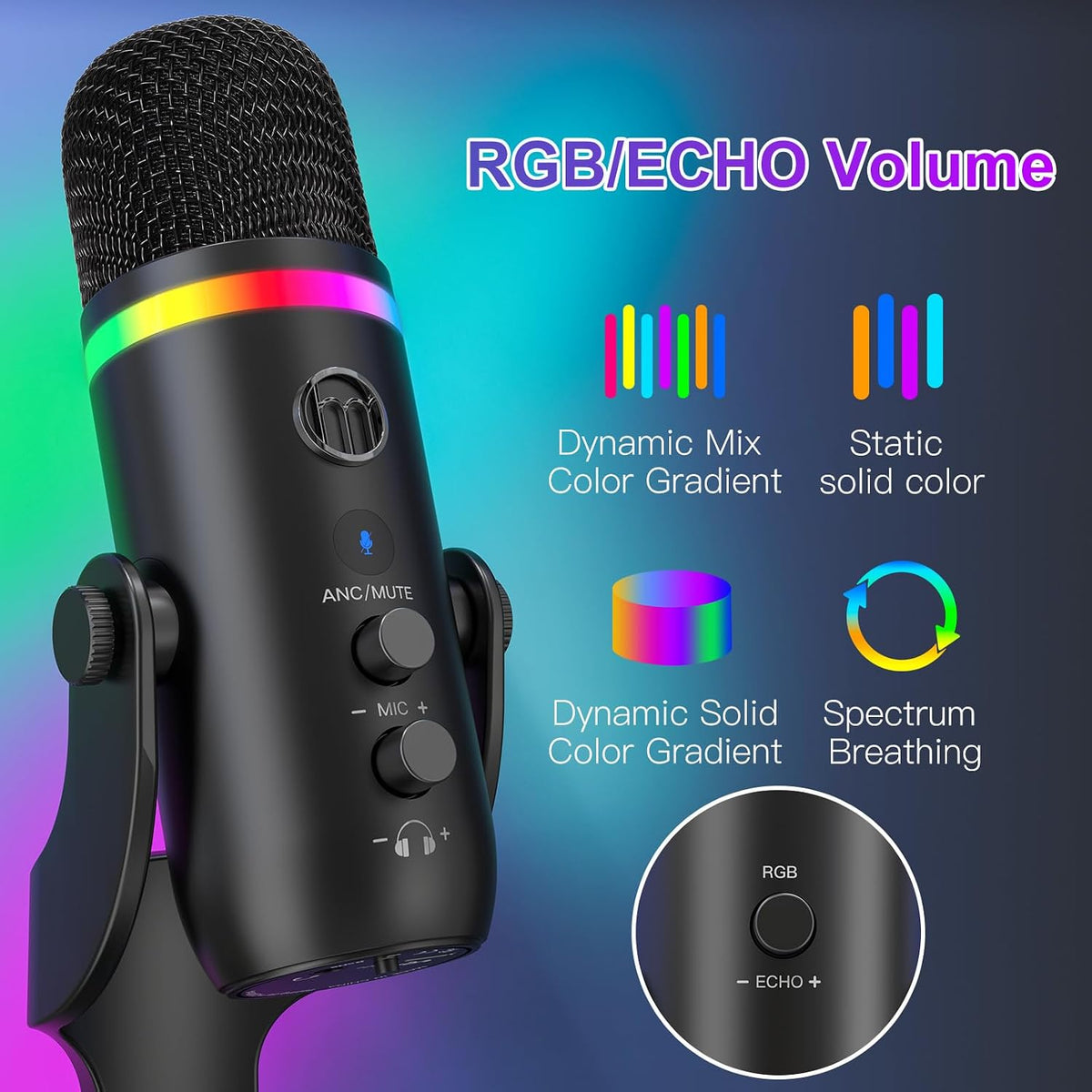 Micrófono ZealSound Podcast para PC, micrófono USB con reducción de...