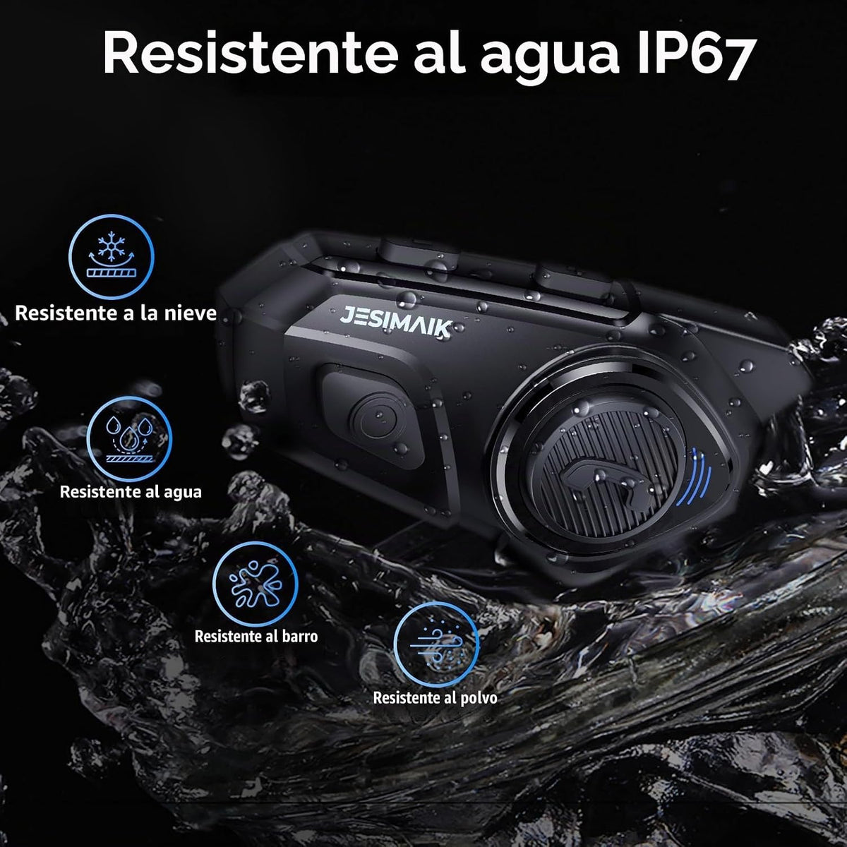 JESIMAIK Auriculares Bluetooth para Casco de Motocicleta, Sistema d...