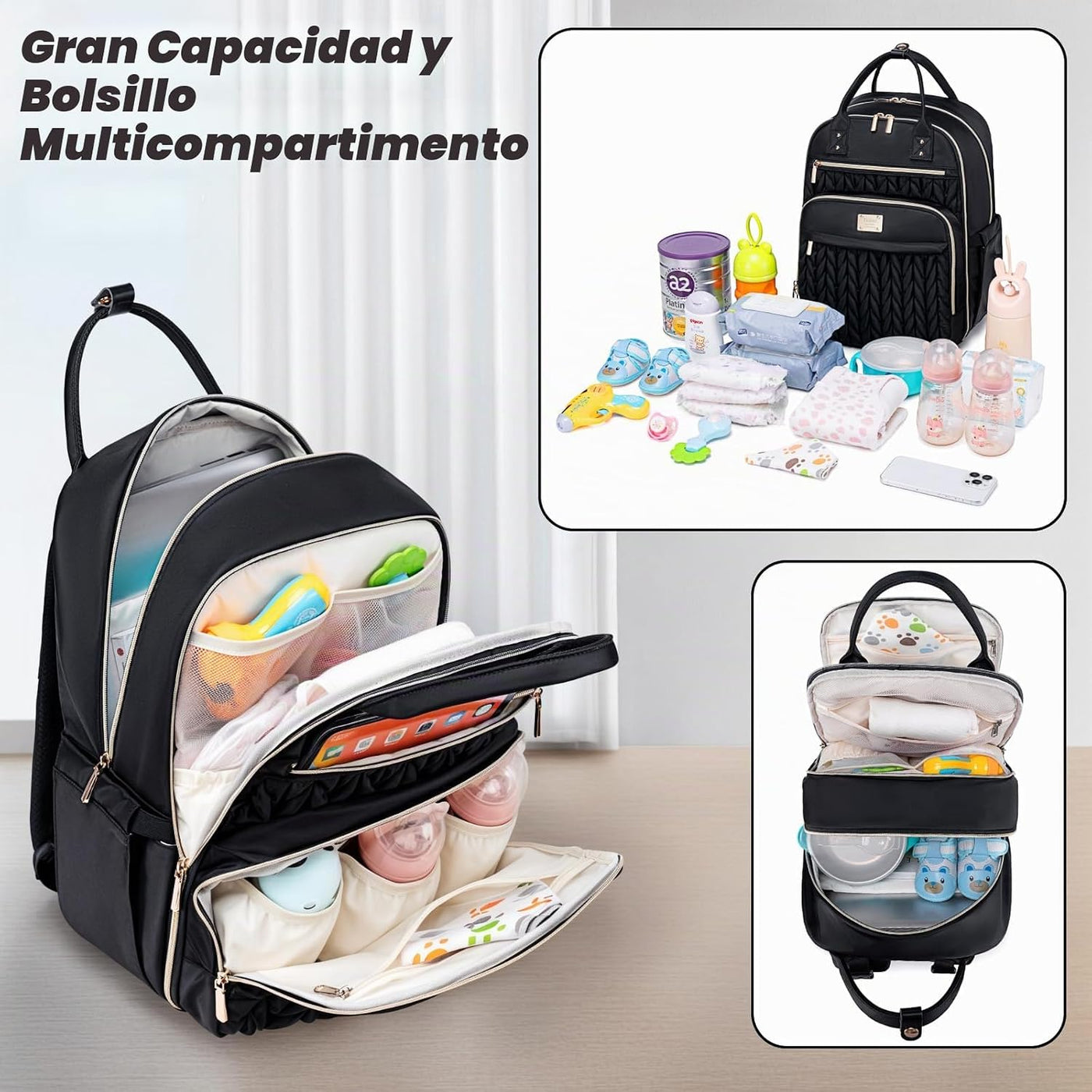 Mochila de pañales Tealari, elegante mochila para pañales de bebé,...