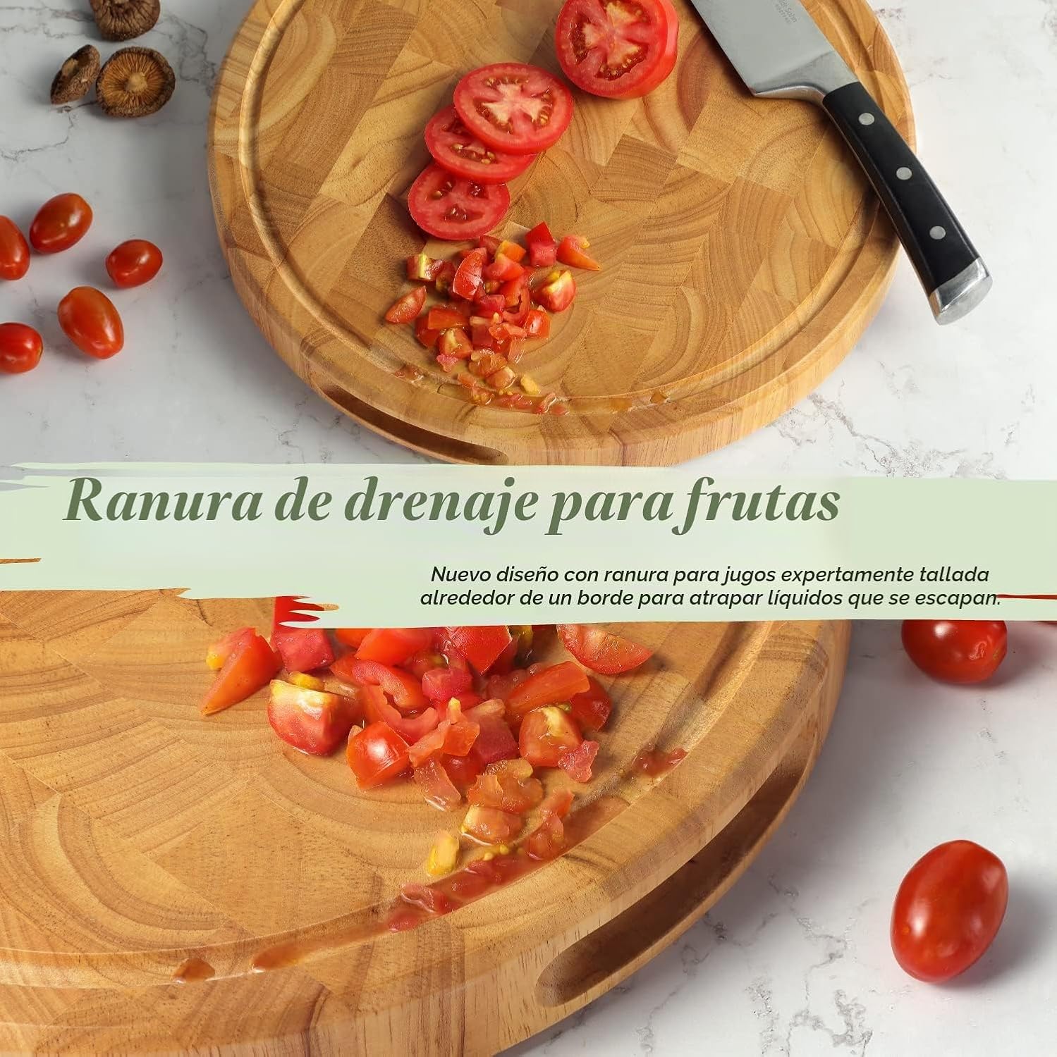 Tabla de cortar de grano final, extra grande y gruesa, compartiment...