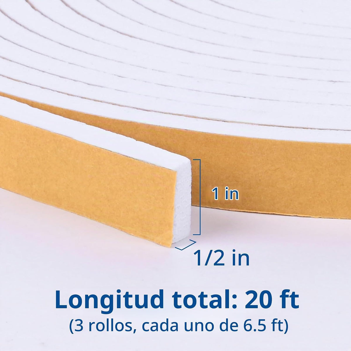 Kikerike Cinta de Espuma Autoadhesiva Burlete 1 pulgada x 1\/2 pulg...
