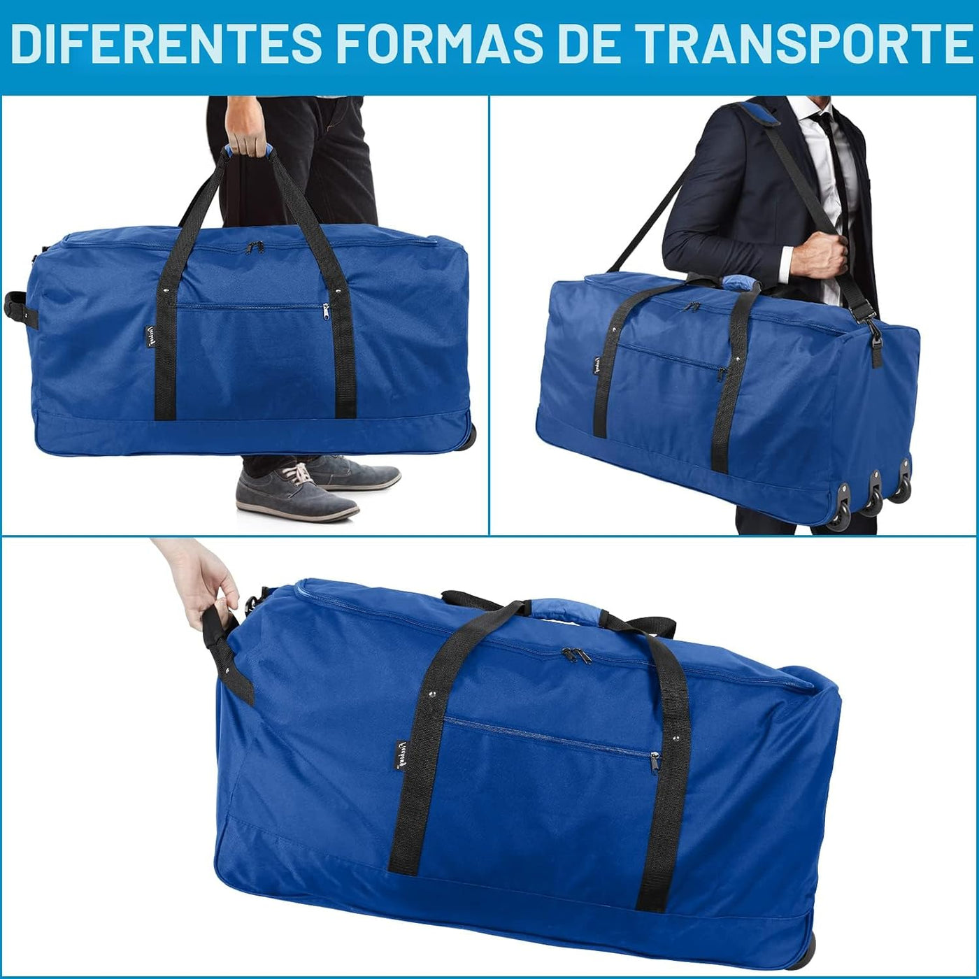 Finnhomy Bolsa de Lona Rodante Plegable de 120L con 3 Ruedas, Bolsa...