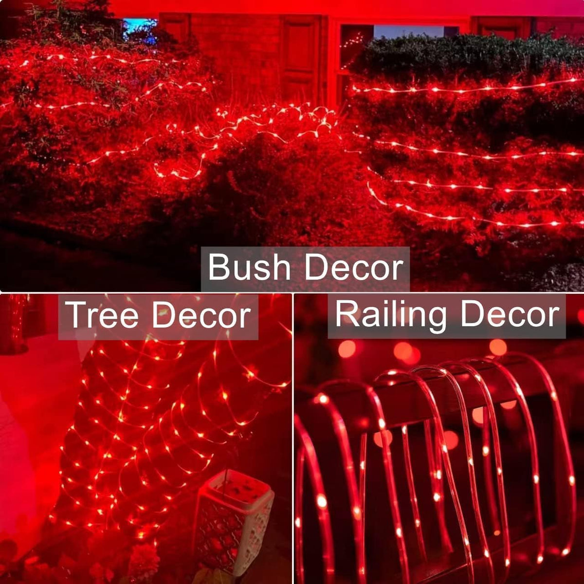 QITONG 200 luces LED solares de cuerda roja
