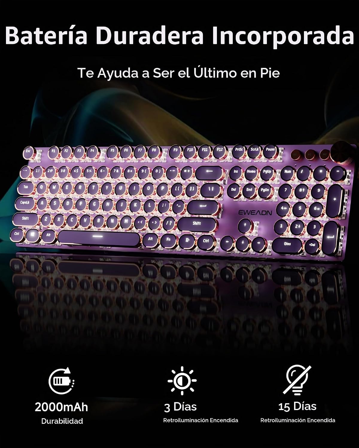 Teclado mecánico inalámbrico estilo máquina de escribir con | Bluet...