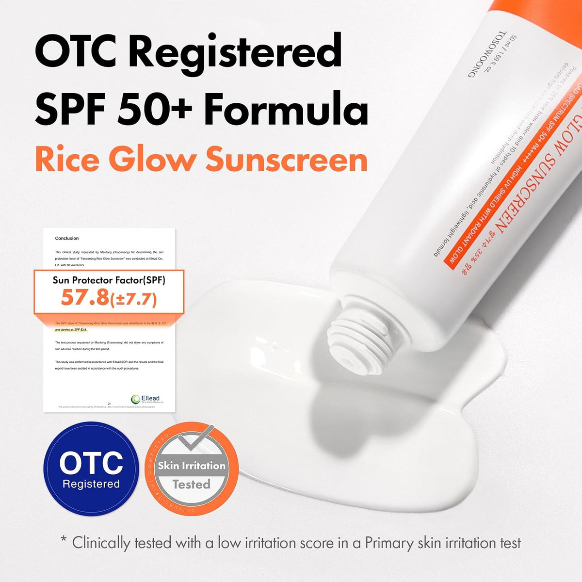 TOSOWOONG Protector solar Rice Glow SPF50+ de amplio espectro para...