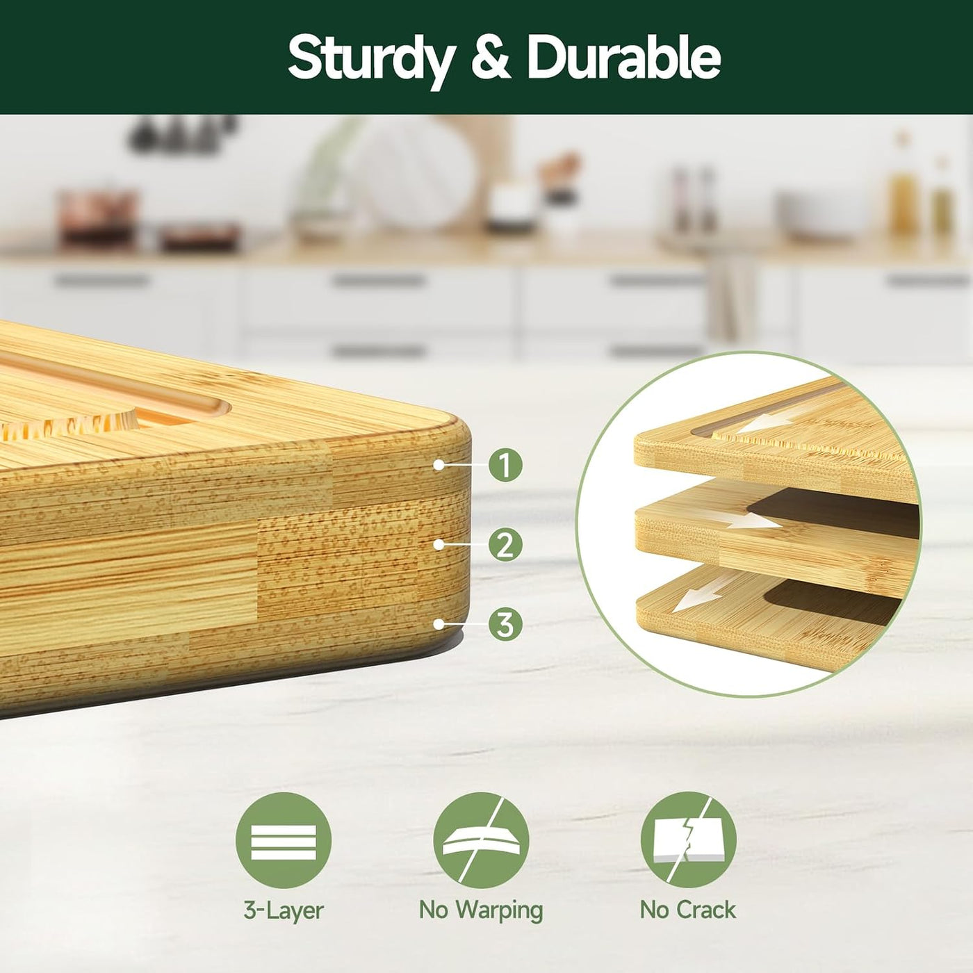 Zeawec Juego de 4 tablas de cortar de bambú para cocina, tablas de...