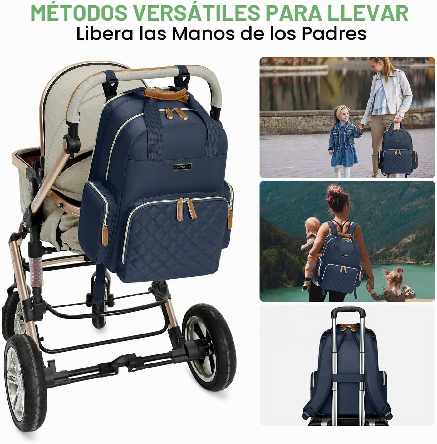 WITSTEP Mochila para pañales con cambiador, organizador de bolsas d...