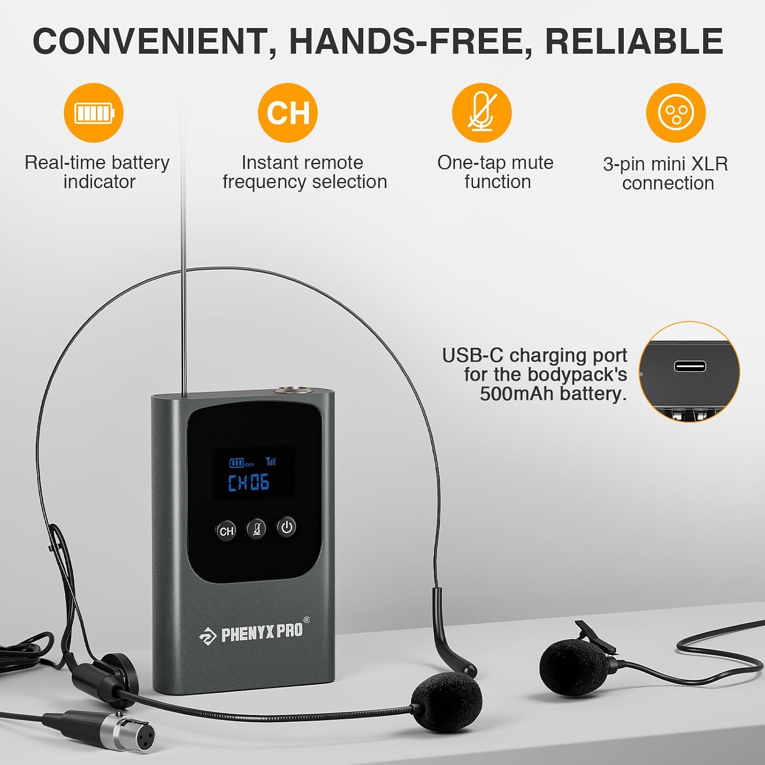 Phenyx Pro Sistema de micrófono de solapa/auricular digital único P...