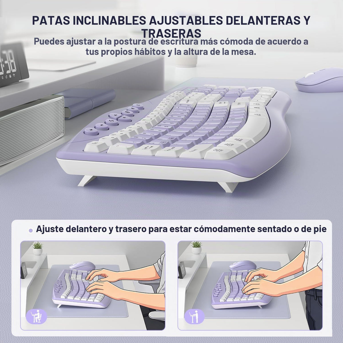 Combo de teclado y mouse inalámbricos silenciosos para oficina, dis...