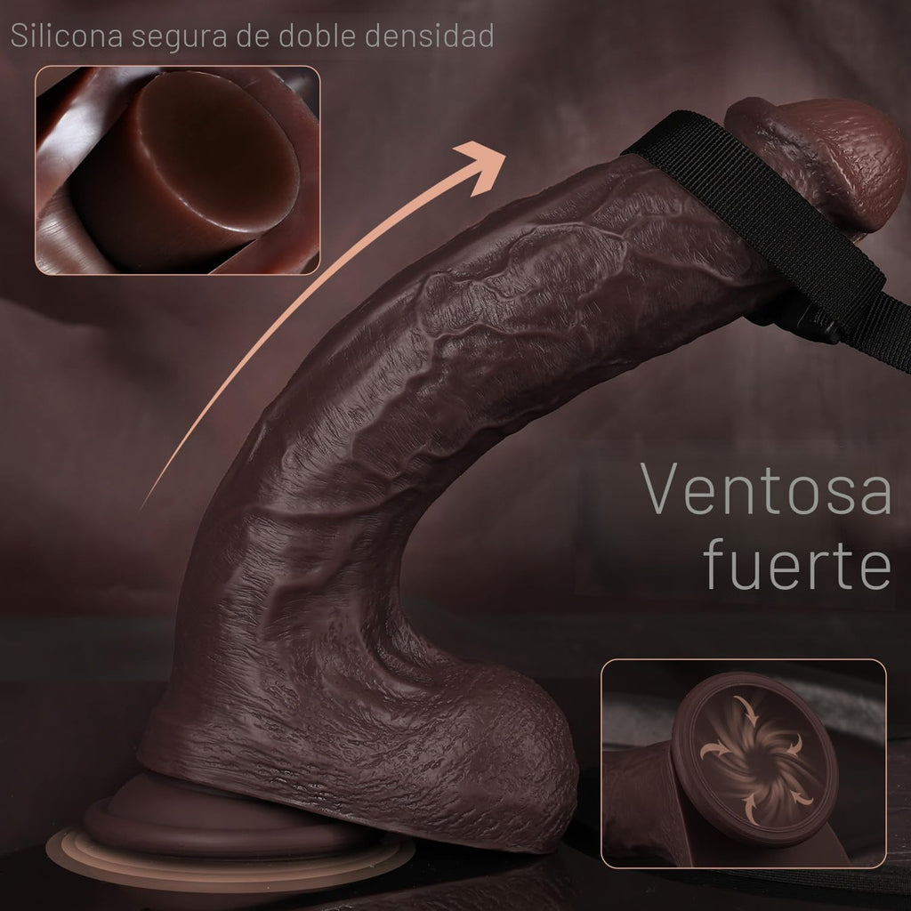 Consolador sexual negro grande realista de 11 pulgadas, consolador...