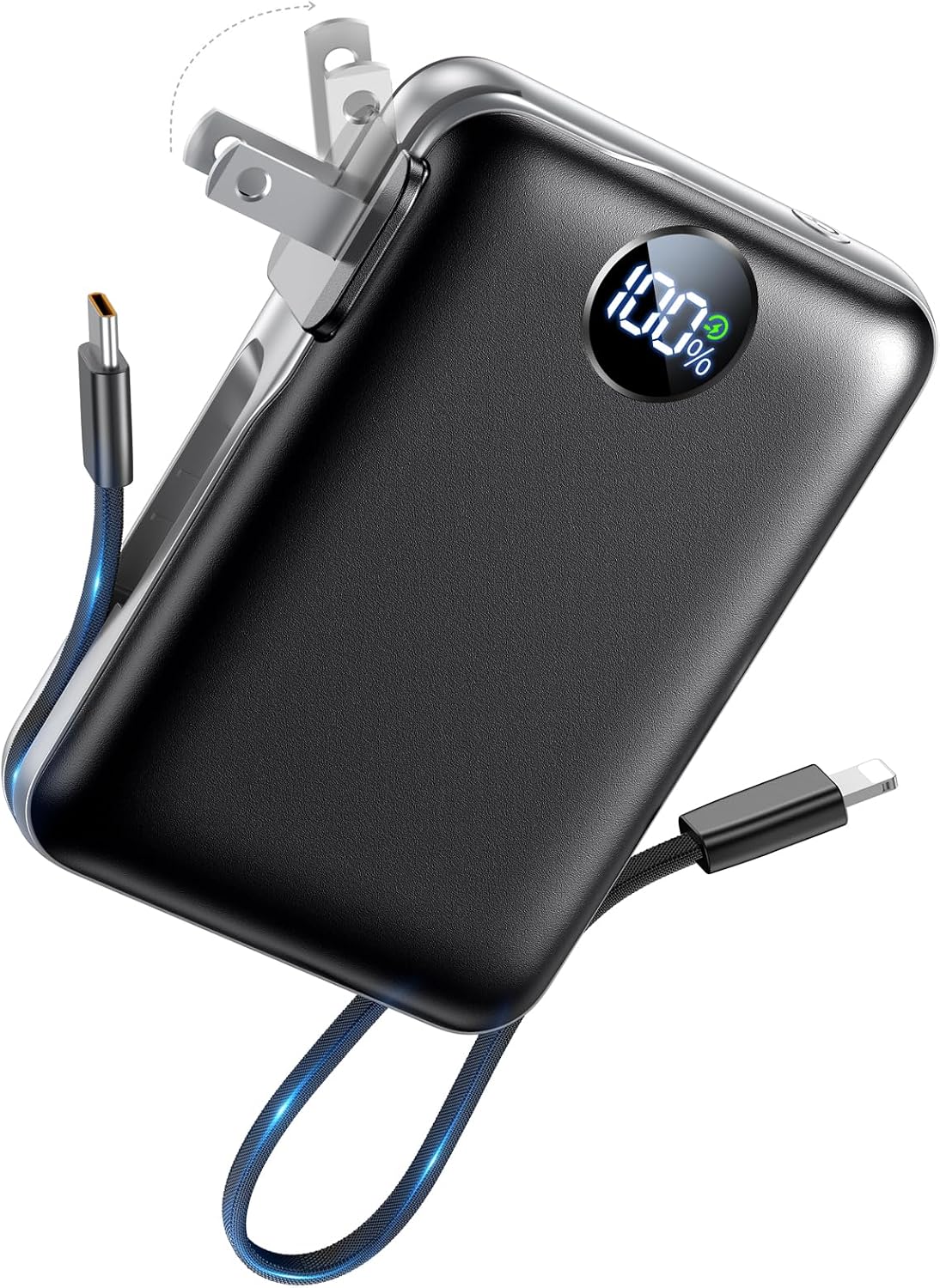 Cargador portátil Power Bank 10000mAh, 45% más pequeños cables inte...