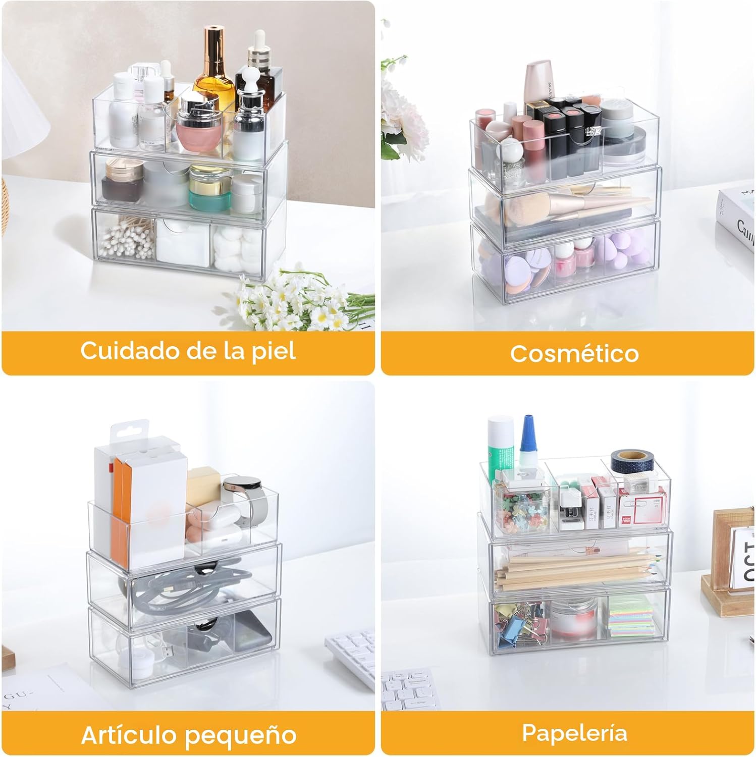 PAVSTINE Organizador de botiquín de 3 unidades, almacenamiento apil...