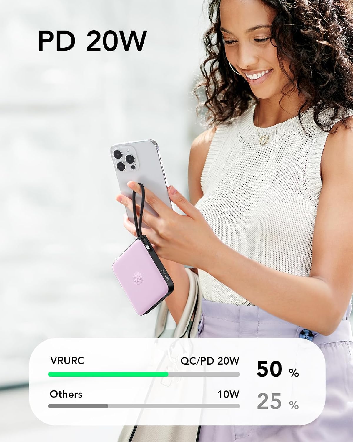 VRURC Cargador portátil Batería de 10000 mAh, Banco de energía para...