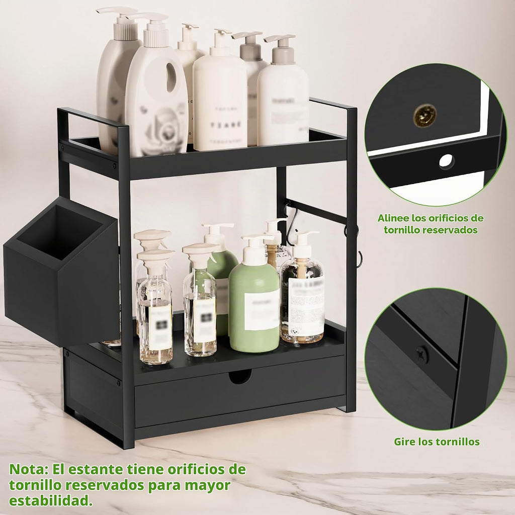 Aollewoiti Organizador de encimera de baño de 2 niveles con cajón y...