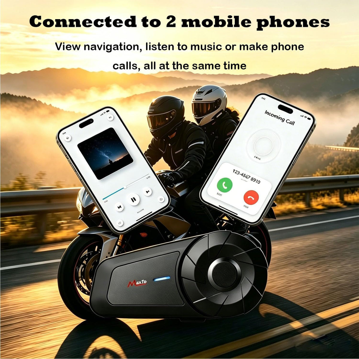 G G-WEI MX1 Auriculares Bluetooth para casco de motocicleta para 2...