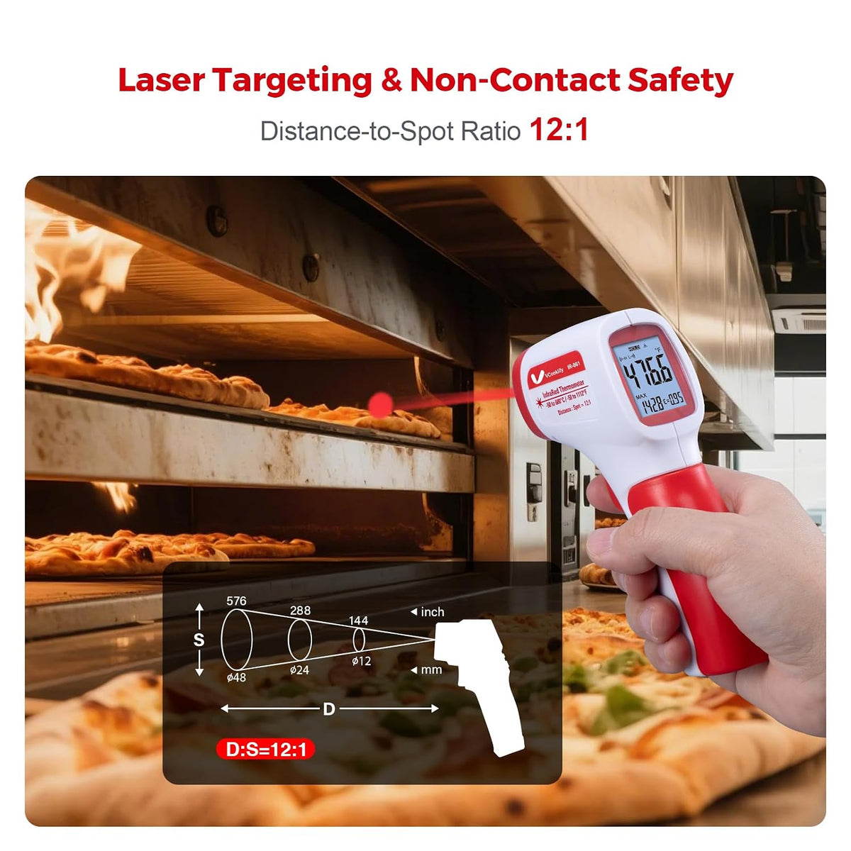 VCooklify Termómetro infrarrojo para carne, pistola de temperatura...