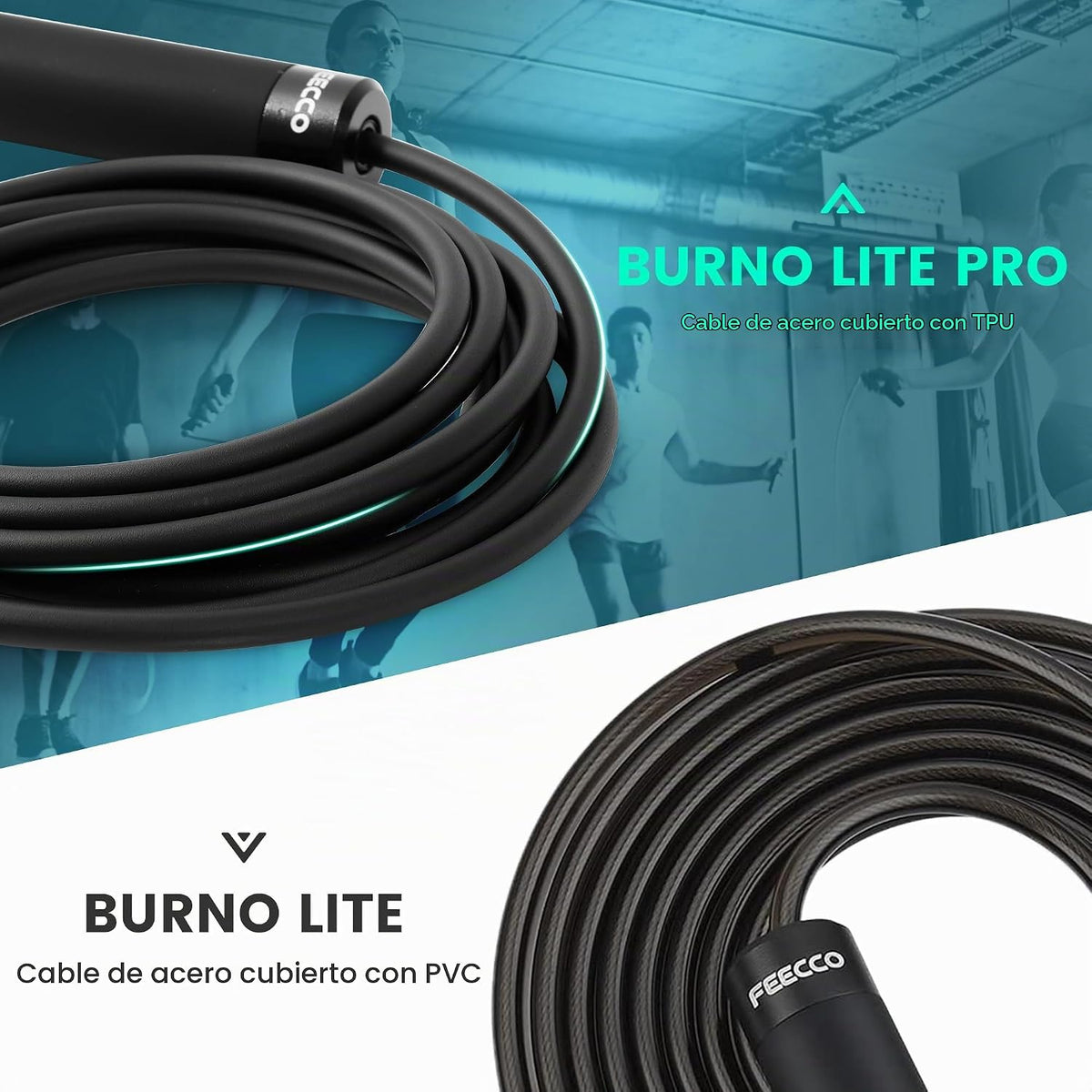 FEECCO - Cuerda de saltar con peso de 1\/2 libra para boxeo, cardio...