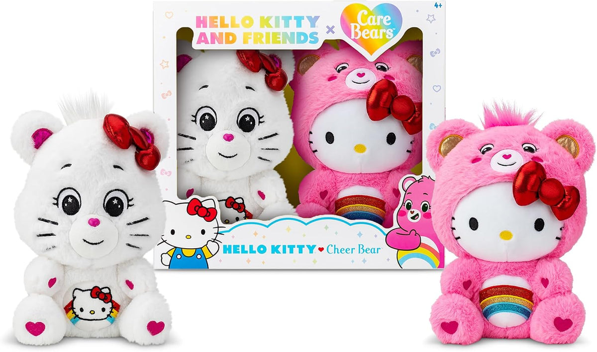 Care Bears Hello Kitty Loves Cheer Bear - Paquete de 2 peluches col...
