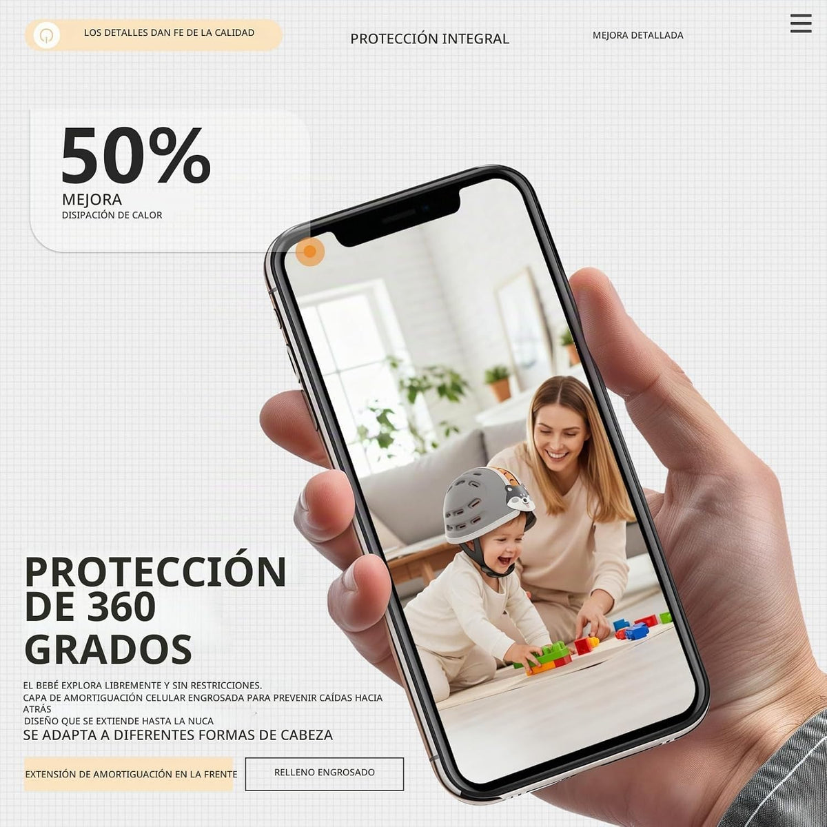 Casco de protección para la cabeza del bebé, ultraligero, suave, aj...